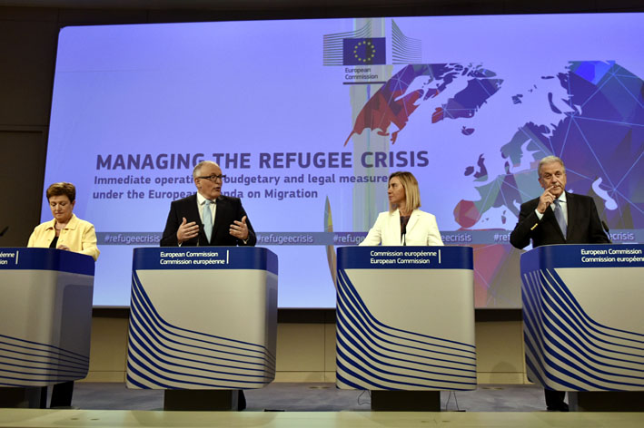 Conférence de presse de la Commission européenne sur la gestion des flux de réfugiés - 2015 - © Middle East Institute