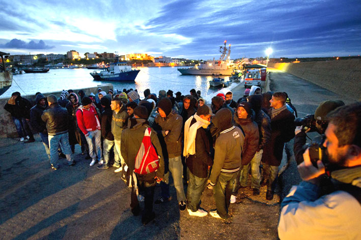 Migrants arrivés à Lampedusa - © La Presse