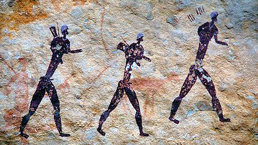 Peinture préhistorique sur pierre de migrants africains - © Ancient Tides